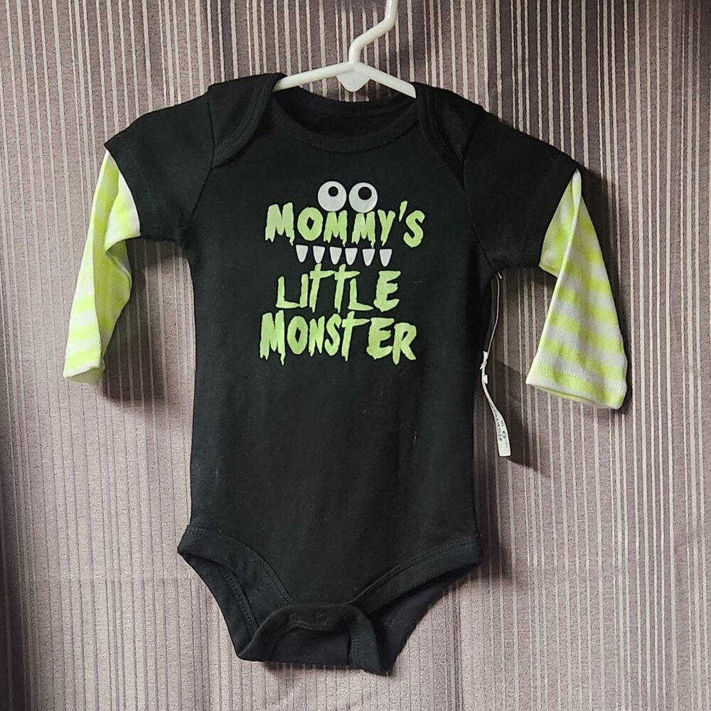 Fall Baby 3-6 Month Long Sleeve "Mommy's Little Monster" Bodysuit